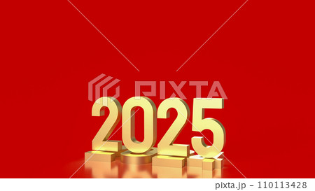 The gold number 2025 for Business concept 3d rendering. The gold number 2025 for Business concept 3d rendering. 110113428
