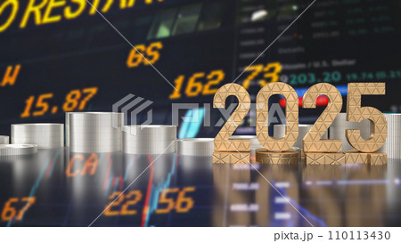 The gold number 2025 for Business concept 3d rendering. The gold number 2025 for Business concept 3d rendering. 110113430