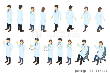 アイソメトリックイラスト:医師 アイソメトリックイラスト:医師 110113554