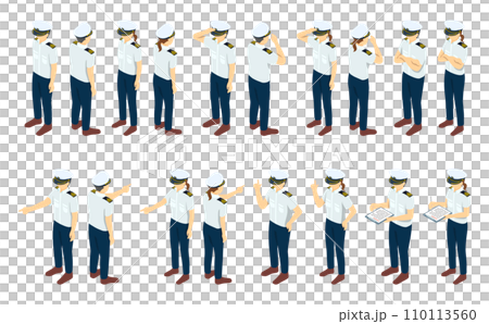 Isometric illustration: Sailor summer uniform 1 Isometric illustration: Sailor summer uniform 1 110113560