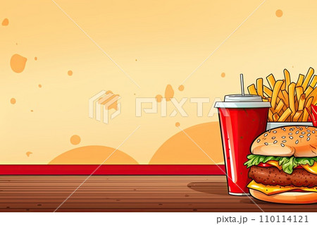 AI-generated content. fast food banner, Burger set Banner illustration, cover background, AI Generative AI-generated content. fast food banner, Burger set Banner illustration, cover background, AI Generative 110114121