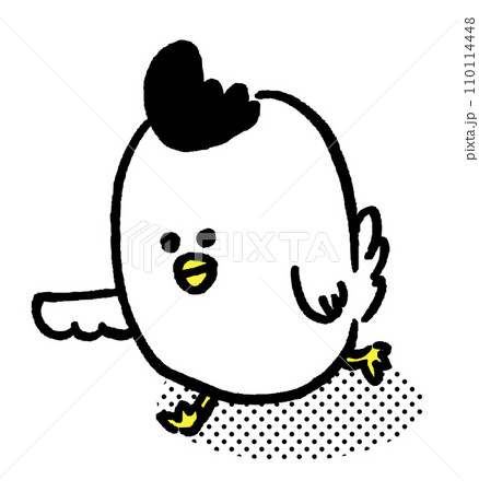 丸っこくてかわいいにわとりの親子 110114448