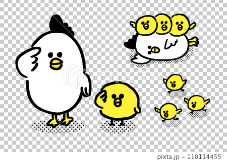 圓圓可愛的小雞的父母和孩子 110114455