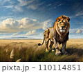 草原で休むライオン(AI画像) 110114851