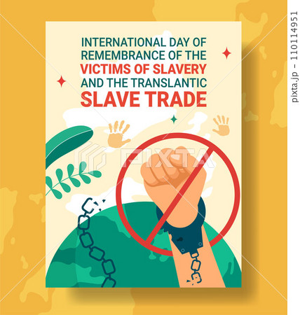 Remembrance of the Victims of Slavery and the Transatlantic Slave Trade Day Vertical Poster Flat Cartoon Hand Drawn Templates Background Illustration 110114951