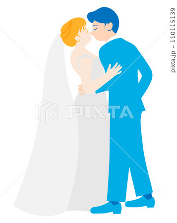 結婚式でキスをする新郎新婦 結婚式でキスをする新郎新婦 110115139