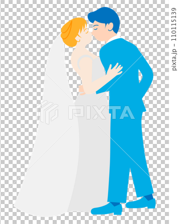 結婚式でキスをする新郎新婦 結婚式でキスをする新郎新婦 110115139
