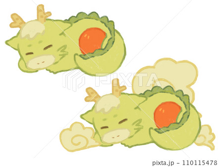 かわいい寝ている龍の赤ちゃん かわいい寝ている龍の赤ちゃん 110115478