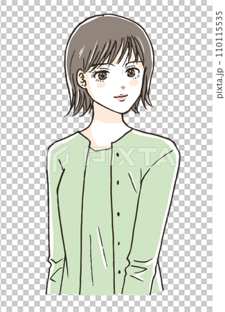 穿著綠色羊毛衫的時尚女人的插圖 穿著綠色羊毛衫的時尚女人的插圖 110115535