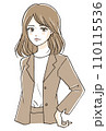 ベージュのスーツのオシャレな女性イラスト 110115536