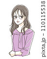 眼鏡で微笑んでいるオシャレな女性イラスト 110115538