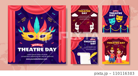Theatre Day Social Media Post Flat Cartoon Hand Drawn Templates Background Illustration Theatre Day Social Media Post Flat Cartoon Hand Drawn Templates Background Illustration 110116383