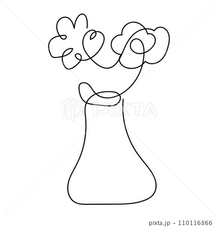 continuous line flower or floral abstract art for element, decoration and illustration. line art continuous line flower or floral abstract art for element, decoration and illustration. line art 110116866