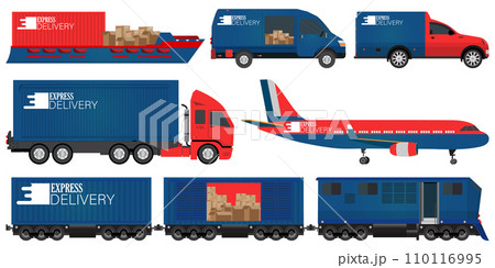 Delivery service transport types set isolated on white background. Delivery service transport types set isolated on white background. 110116995