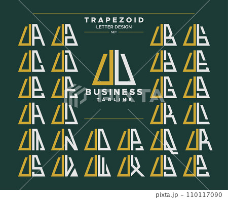 Set of geometric trapezoid shape letter U UU logo design 110117090