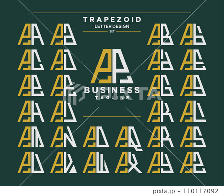 Set of geometric trapezoid shape letter P PP logo design 110117092