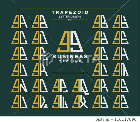 Set of geometric trapezoid shape lowercase letter G GG logo, number 9 99 design 110117096