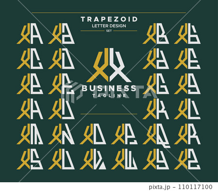 Set of geometric trapezoid shape letter X XX logo design 110117100