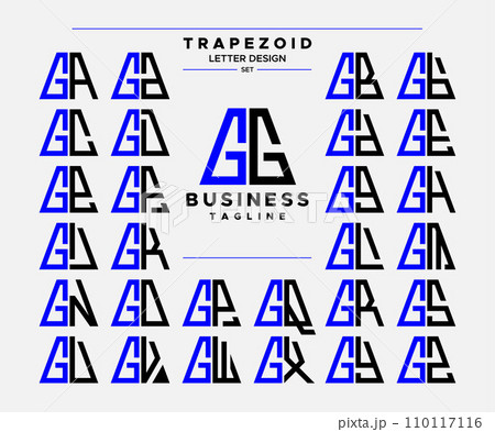 Modern line abstract trapezoid letter G GG logo design set 110117116