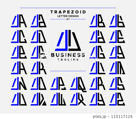 Modern line abstract trapezoid letter J JJ logo design set 110117126