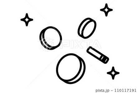 降り注ぐコインのアイコン、シンプルな線画イラスト 降り注ぐコインのアイコン、シンプルな線画イラスト 110117191