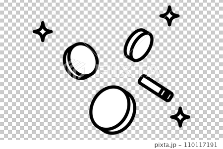 降り注ぐコインのアイコン、シンプルな線画イラスト 降り注ぐコインのアイコン、シンプルな線画イラスト 110117191