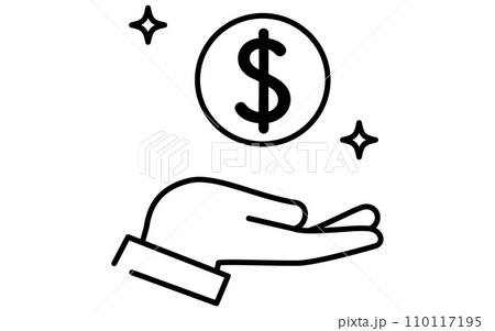 外貨投資のアイコン、シンプルな線画イラスト 110117195