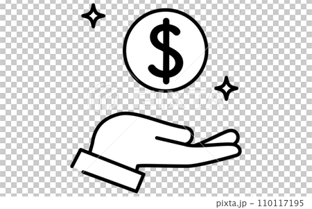 外貨投資のアイコン、シンプルな線画イラスト 110117195