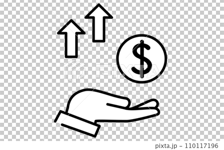 Icon that made a profit from foreign currency investment, simple line drawing illustration Icon that made a profit from foreign currency investment, simple line drawing illustration 110117196