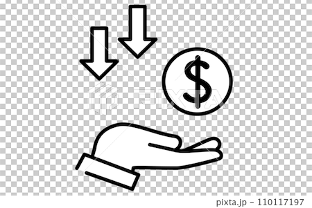 Icon showing profit and loss from foreign currency investment, simple line drawing illustration 110117197