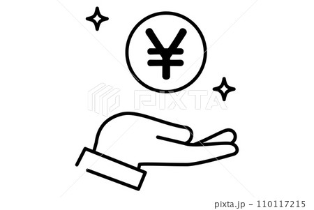 日本円の投資のアイコン、シンプルな線画イラスト 日本円の投資のアイコン、シンプルな線画イラスト 110117215