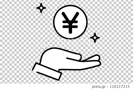 日本円の投資のアイコン、シンプルな線画イラスト 日本円の投資のアイコン、シンプルな線画イラスト 110117215