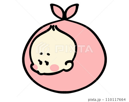 おくるみされた赤ちゃんのイラスト素材 110117664