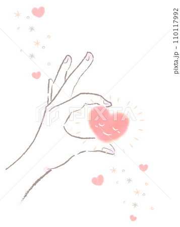 ハートをつまむ指 浮かぶハート ハートをつまむ指 浮かぶハート 110117992
