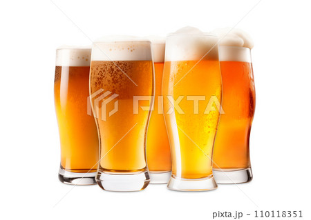 Set of Beer glasses on a white background. Mugs with drink like Ipa, Pale Ale, Pilsner, Porter or Stout Set of Beer glasses on a white background. Mugs with drink like Ipa, Pale Ale, Pilsner, Porter or Stout 110118351