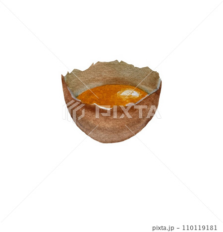 Egg yolk shell hand drawn watercolor sketch Egg yolk shell hand drawn watercolor sketch 110119181
