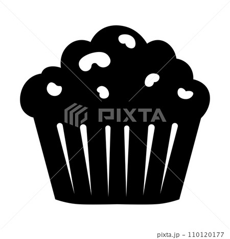 Muffin black vector icon on white background 110120177