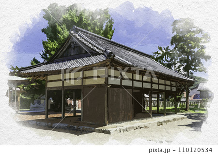 水彩画風 小浜城跡 小浜神社 絵馬堂 福井県小浜市 水彩画風 小浜城跡 小浜神社 絵馬堂 福井県小浜市 110120534