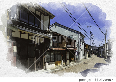 水彩画風 小浜西組の街並み 福井県小浜市 水彩画風 小浜西組の街並み 福井県小浜市 110120907