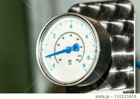 Closeup manometer Pressure measurement analysis Pressure is measured in units of force per unit of surface 110121658