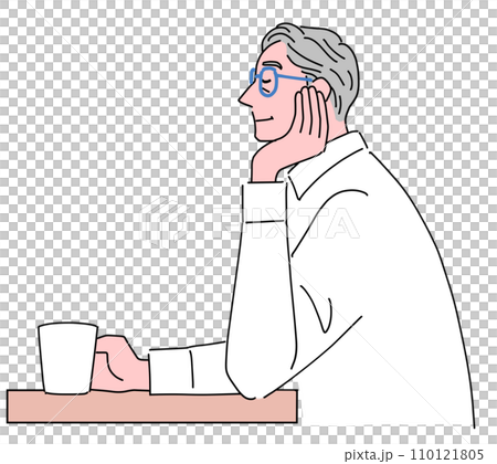 senior man drinking coffee 110121805