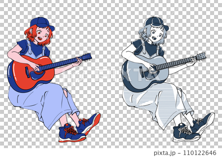 Girl playing guitar 110122646