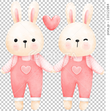 Cute couple rabbit watercolor illustration, valentine's day Cute couple rabbit watercolor illustration, valentine's day 110122864