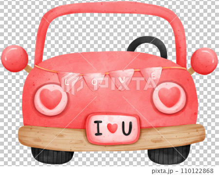Cute car watercolor illustration, valentine's day Cute car watercolor illustration, valentine's day 110122868