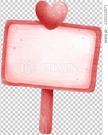 Cute blank sign board watercolor illustration, valentine's day Cute blank sign board watercolor illustration, valentine's day 110122871