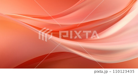 AI-generated content. Abstract wavy pattern in peach fuzz and apricot crush colour, monochrome background for website. 110123435