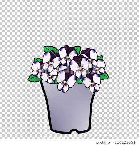 植木鉢に植えられたビオラのイラスト 110123651