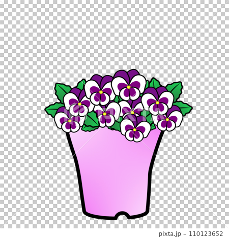 植木鉢に植えられたビオラのイラスト 110123652