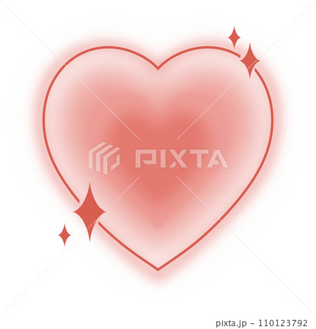 Pink heart with sparkle y2k retro style pastelのイラスト