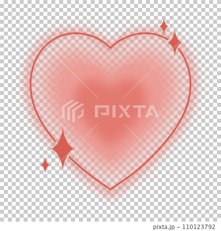 Pink heart with sparkle y2k retro style pastelのイラスト